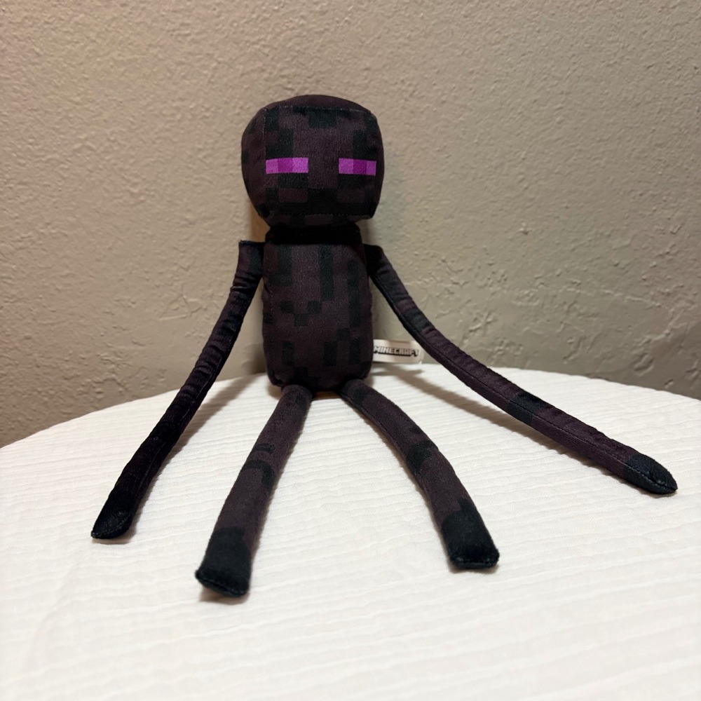 Minecraft Enderman Plush Toy Factory Mojang Purple Black Pixelated 14 Inch